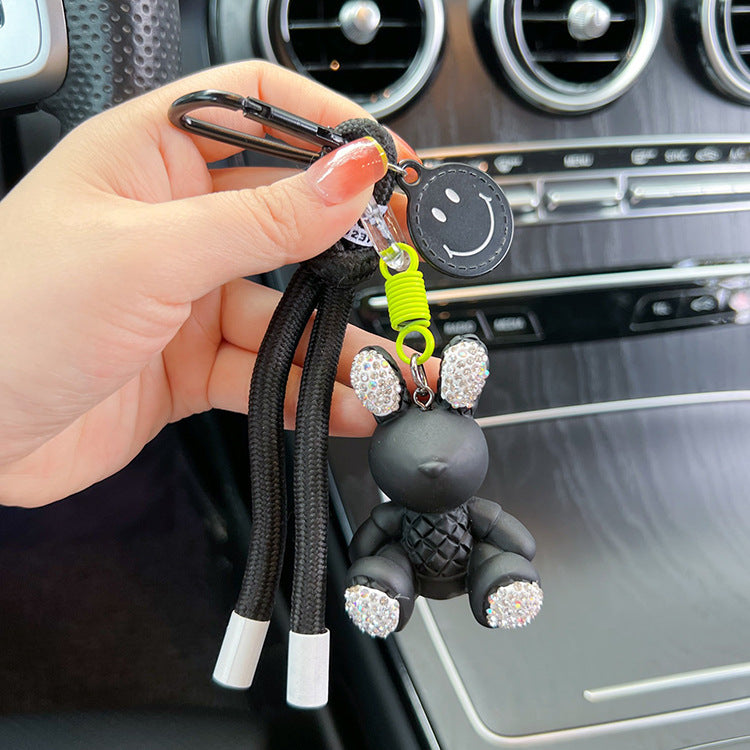 Wholesale Rope Diamond Candy Color Plaster Rabbit Keychains